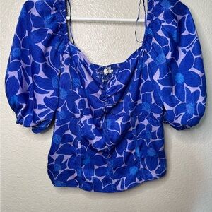 Sienna Sky Vibrant Blue Floral Blouse